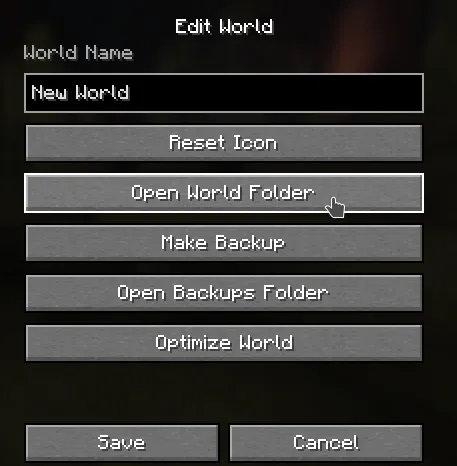Open a singleplayer world folder from Minecraft