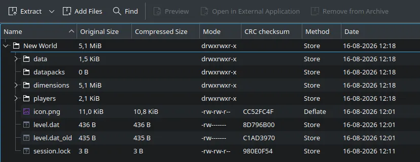 A ZIP file containing the complete world folder