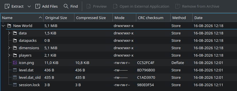 A ZIP file containing the complete world folder