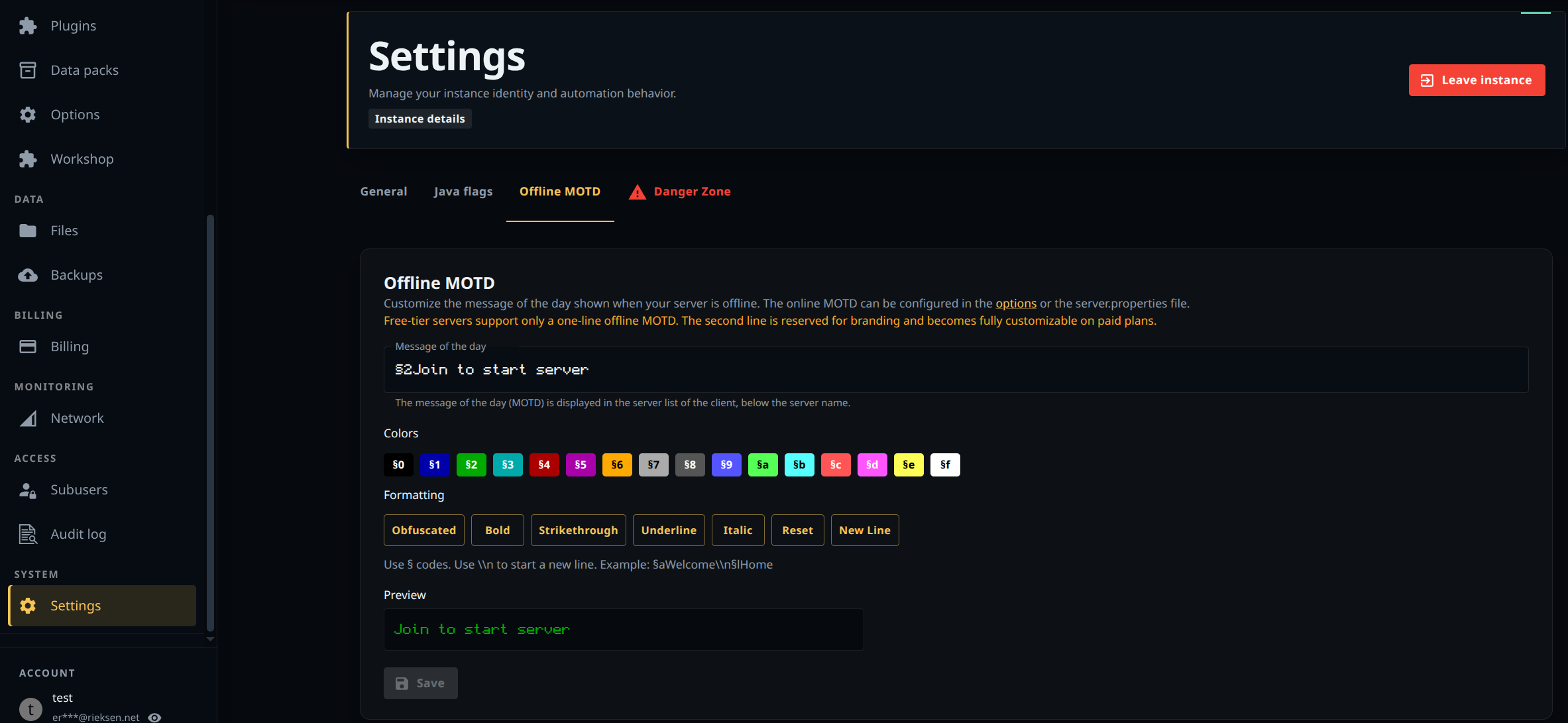 PowerupStack offline Minecraft MOTD editor
