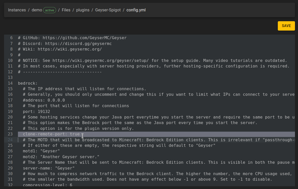 Edit primary port context menu