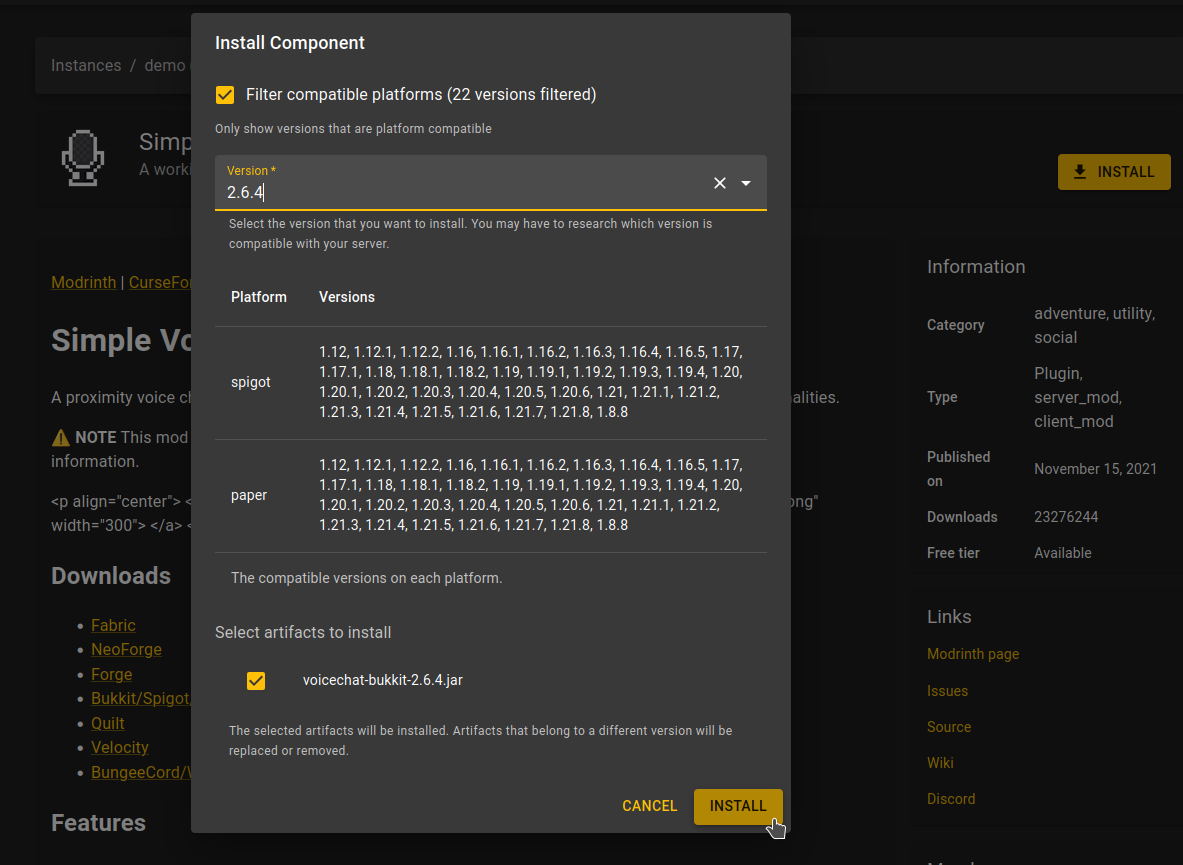 Install Simple Voice Chat plugin