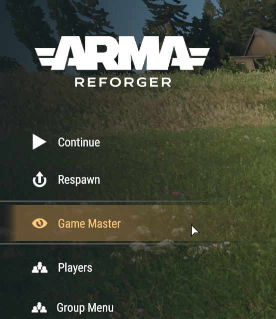 Game Master option in the Arma Reforger pause menu